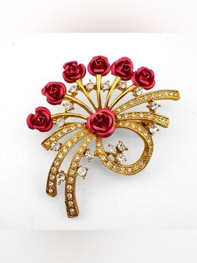 Rose Rhinestone Brooch